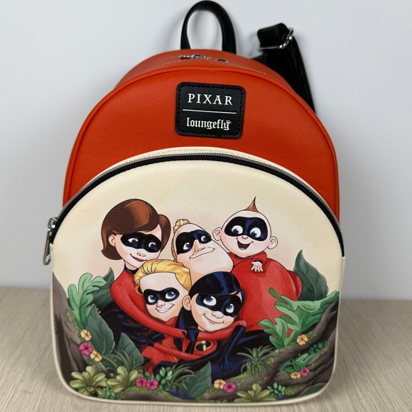 Loungefly Handbags - Loungefly Pixar The Incredibles Family Jungle Mini‎ Backpack Orange Cream New